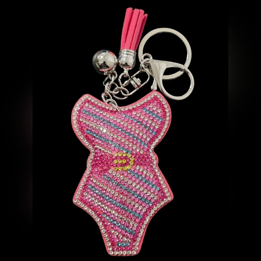 Swimsuit Rhinestone Bag Charm Keychain